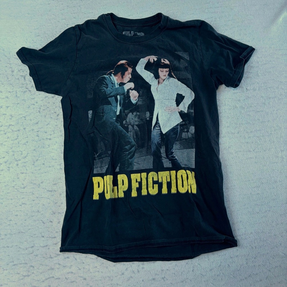 Pulp Fiction Graphic T-Shirt Mens Small Black Movie Dance Scene Short Sleeve